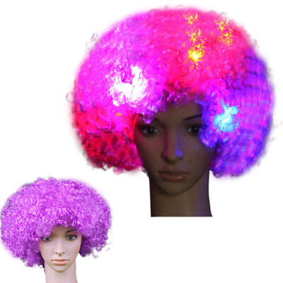 

〖Follure〗Party Disco LED Flash Clown Hair Football Fan-Adult Afro Masquerade Hair Wig