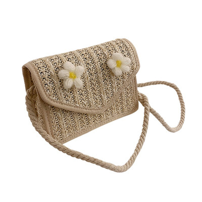 

Joker small fresh mini crossbody bag fashion casual straw shoulder bag flower decoration small square bag