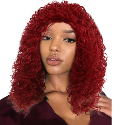 

〖Follure〗Women Brazilian Short Wavy Curly Full High Wigs Temperature Fiber Wig Hair BK