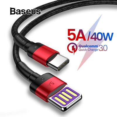 

Baseus 5A 40 W USB Type C Cable for Huawei P30 Mate 20 Pro Support fast Charging USB Type-C Cable Samsung S9 S10 USB C Charge