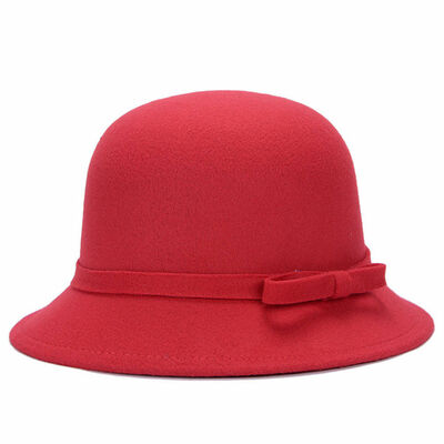 

Ladies Wool Cloche Hat Womens Flower Floral Bow Winter Soft Warm Bell Bucket Cap