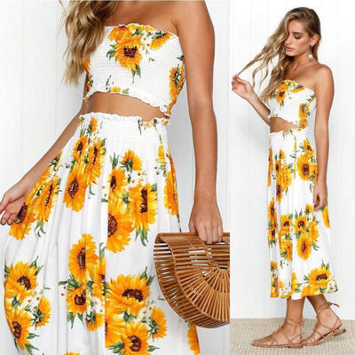 

Womens Summer Boho Casual Long Maxi Evening Party Cocktail Beach Dress Sundress