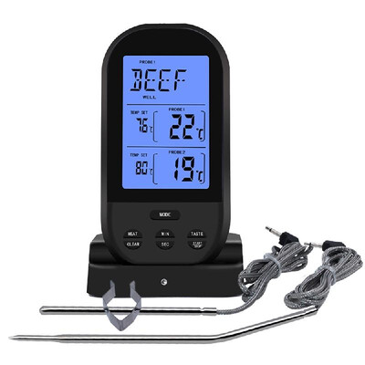 

Wireless Meat Thermometer Food Thermometer Barbecue BBQ Grill Smoker Thermometer Cooking Food Oven Digital Thermometer with Dual P