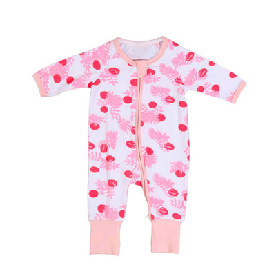 

Newborn Baby Boys Girls Floral Print Zipper Long Sleeve Romper Outfits Clothes