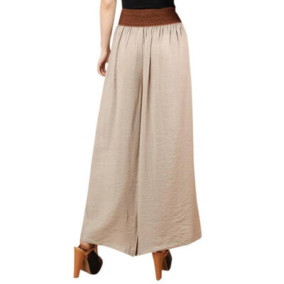 

Women Summer Solid Color Loose Wide Leg Loose Elastic High Waist Tie Straight Casual Nine Pants
