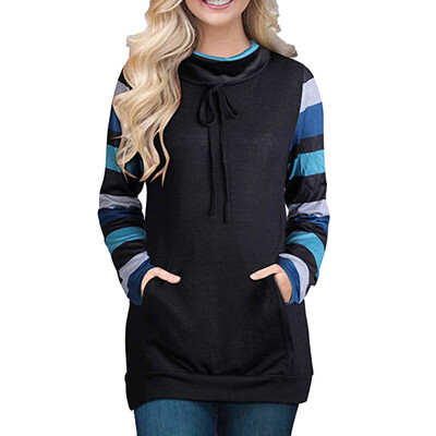 

Nomeni Womens Long Sleeve Round Neck Patchwork Casual Shirt Tops With Pocket