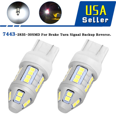 

2x 7443 Pure White 30LED Blinking Backup Reverse LightParking Bulbs 12V-24V