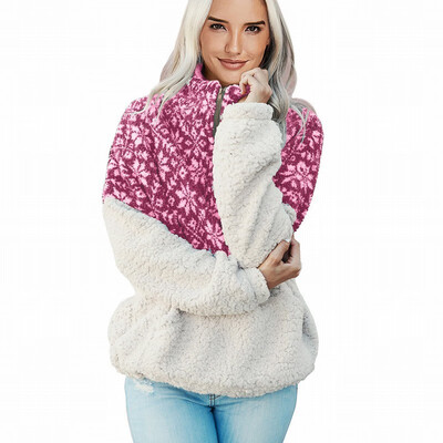 

sweatshirt zippered long sleeved snowflake blouse jacket