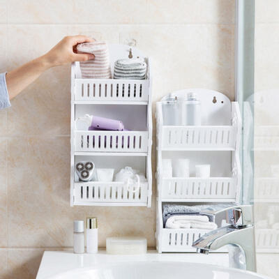

Greensen 3-Tier Bathroom Hollow Out Pattern Wall Storage Rack Washing Hanging Toilet Shelf