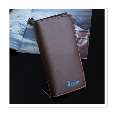 

Wallet mens long leather genuine clutch bag bills clip youth solid color buckle leather small wallet