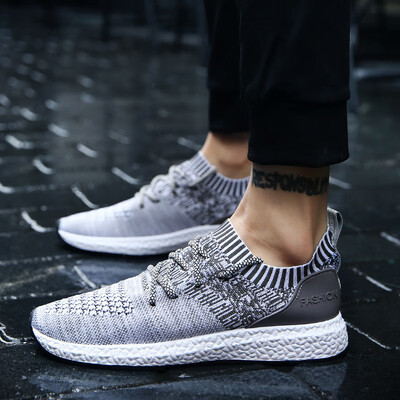 

Large size 2019 new flying woven mens shoes autumn sports wind single shoes Korean version of the trend of breathable casual student shoes