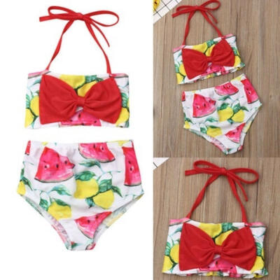 

Kids Baby Girls Floral Bowknot Swimsuit Toddler Swimwear Swimming Bikinis Set