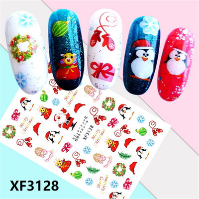 

〖Follure〗Christmas Nail Art Water Transfer Decals Snowflake Xmas Manicure Stickers Tips