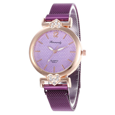 

Womens heart-shaped diamond-studded magnet magnet strap new student quartz watch