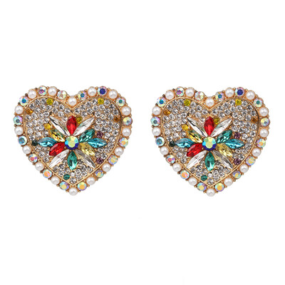 

JURAN Vintage Boho Statement Crystal Heart Drop Earrings Ethnic Antique Heart-shaped Jewelry Birdal Wedding Party Accessories