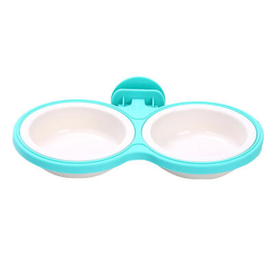 

Green Detachable Pet Double Bowls Durable Hanging Cage Dog Dish Feeder Kit