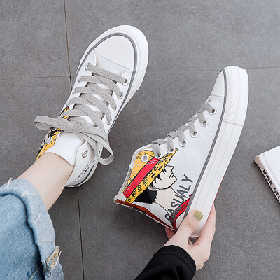 

High-help canvas shoes women2019 new style the new style the new style of the Haibin hand-drawn hand-drawn&autumn-styl