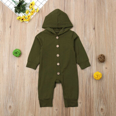 

Baby Kids Boys Girls Infant Hooded Romper Jumpsuit Bodysuit Clothes Outfits