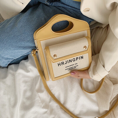 

Qiao Bani 2019 new South Korea ulzzang retro wind hit color canvas handbag shoulder diagonal tide handbag