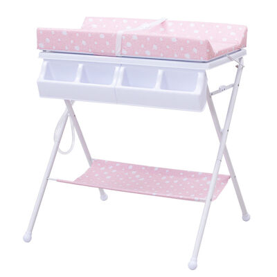 

Infant Baby Bath Diaper Storage Changing Table w Tube-Pink