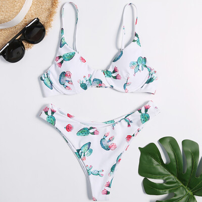 

Saidsome Women Plus Size Summer Print Swimwear Beachwear Siamese Swimsuit Bikini Set