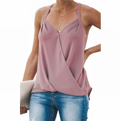 

Solid color base vest T-shirt womens V-neck sleeveless Slim shirt