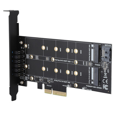 

Greensen PCI-E 4X to NGFF SSD PCIE Adapter Card B-keyM-key M2 NGFFNVME Dual Interface with LED Lamp