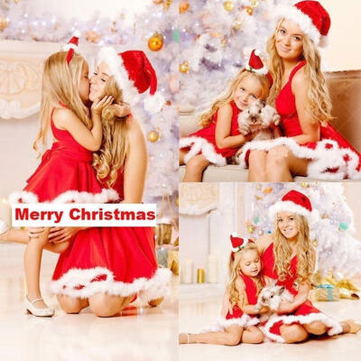 

New Fashion Family Clothes Mother Daughter Dresses Womens Kids Girls Mini Dress
