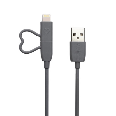 

GGMM 2 in 1 MFi Certification 8 Pin Adapter Micro USB 24A Fast Charging Data Transmission Sync Cable 1M