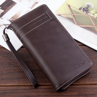 

Tailored Mens Retro Wallet Solid Color Clutch Bag Long Wallet Multi-Card Position