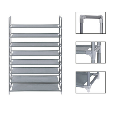 

8 Tiers Shoe Rack Non-woven Fabric Shoe Tower Organizer Cabinet Gray