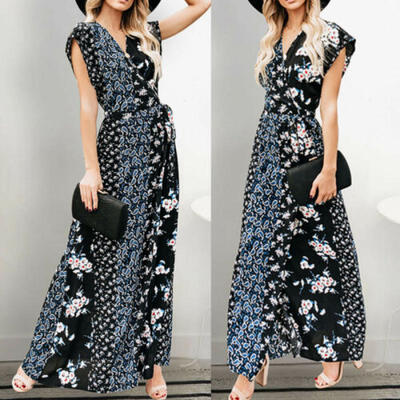 

Womens Maxi Boho Dress Floral Summer Beach Cocktail Evening Party Long Sundress