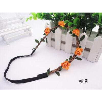 

Boho Fabric Festival Wedding Party Garland Forehead Hair Women Flower Head Band