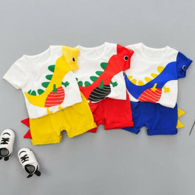 

2PCS Toddler Kid Baby Boy Outfits Sets Summer Dinosaur T-Shirt TopsShorts Pants