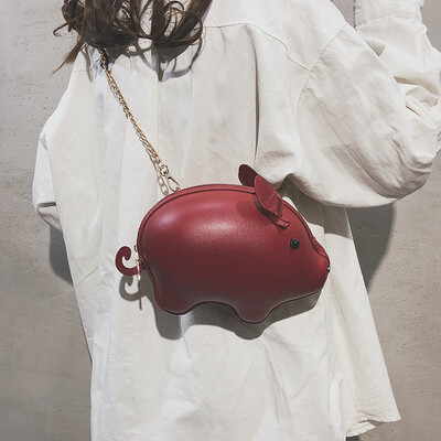 

Pig bag on a new small bag 2019 new wave Korean version of the wild Messenger bag chain funny shoulder bag mobile phone bag