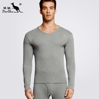 

Kangaroo DaiShu Qiuyi Qiuku mens cotton warm suit mens V-neck solid color base thin sweater shawl XXL