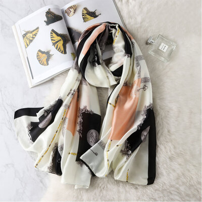 

Spring new female new silk satin wild scarf simulation silk summer sunscreen air conditioning room shawl seaside beach towel