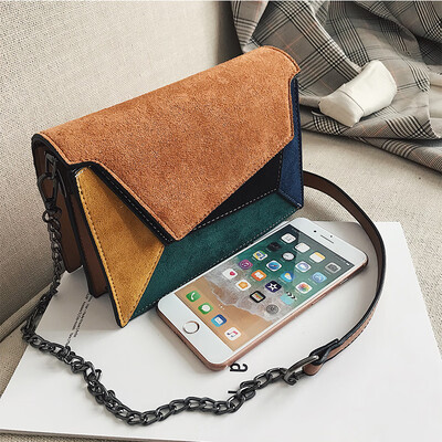 

Spring small bag female 2019 new wave Korean version of the wild slung shoulders fashion contrast color stitching personality small square