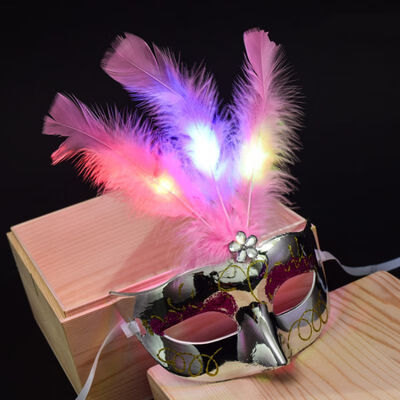 

LED Light Up Feather Mask For Women Girls Halloween Masquerade Mask Half Face Party Dance Mask Festival Costume Props
