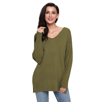 

V-neck bat long-sleeved hooded warm bottoming shirt casual knit sweater womens