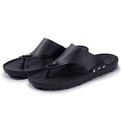 

Leather mens shoes beach shoes soft leather youth youth non-slip mens flat comfortable slippers