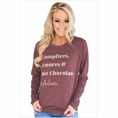 

Sports round neck long sleeve letter print casual straight shirt womens