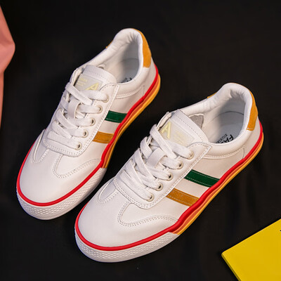 

Small white shoes women 2019 summer new Korean version of lace-up flat mandarin duck shoes Rainbow shoes student shoes women shoes
