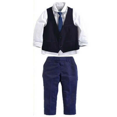 

4pcs Kid Baby Boy Gentleman Suit WaistcoatTieShirtPants Outfit Clothes Set