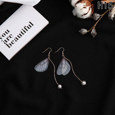 

1 Pair Popular Butterfly Wing Dangle Chandelier Pearl Drop Long Girls Earrings