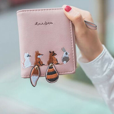 

2019 New Style Print Zipper Women Cartoon Leather Small Wallet Card Holder Coin Purse Clutch Short Mini Wallets