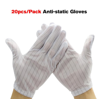 

20pcsPack Anti-static Gloves Stripe Breathable Working Gloves Fits for Electronic Processing Computer Repairing Safety Gloves