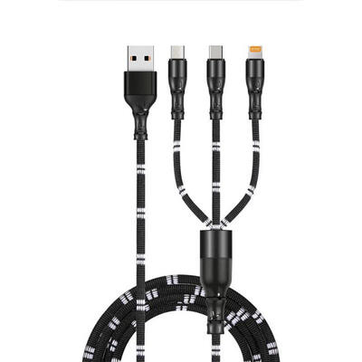 

3 In 1 Braided Multi Charging Charger Cable With USB Tpye-C Micro USB Lightning For Android IPhone - 1M