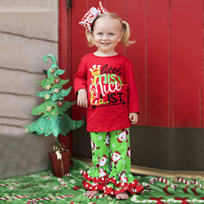 

Toddler Kids Baby Girls Long Sleeve Letter Print Tops Pants Christmas Clothes