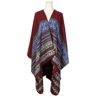 

Literature&art back to ancient Chinese cashmere geometric pattern thickening warm shawl